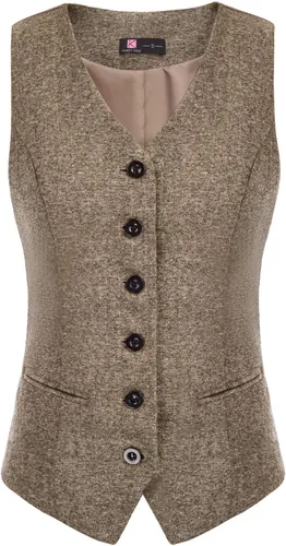 Vista 2 de KANCY KOLE Chaleco vintage para mujer, traje formal de negocios, totalmente forrado, chaleco steampunk con botones