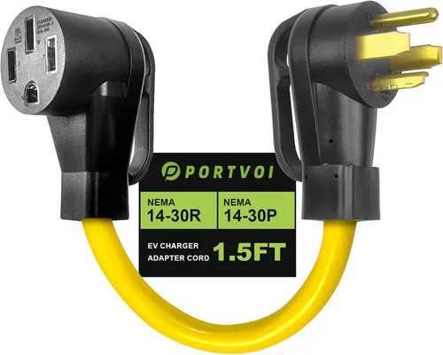 Vista 8 de Cable adaptador de cargador NEMA 14-30P a 14-50R EV, 30 amperios a 50 amperios, 4 clavijas para secadora a enchufe EV, cable de calibre 10
