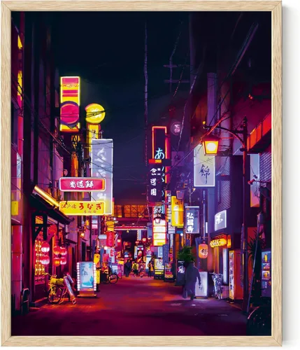 Vista 63 de HAUS AND HUES Póster de Tokio, arte de pared de neón de anime japonés, decoración urbana de luces de ciudad de Tokio, póster genial de Cyberpunk