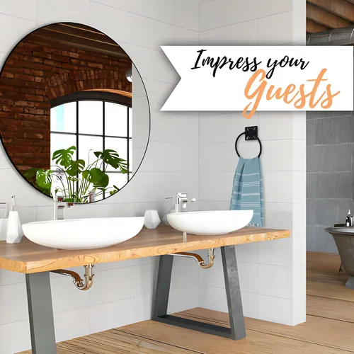 Vista 8 de Autumn Alley Toallero de baño, soporte para toallas de mano negro mate, soporte de pared moderno para baño y cocina, accesorios de baño negros