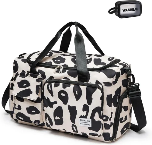 Vista 374 de Pequeña bolsa de gimnasio para mujer, bolsa de viaje con compartimento para zapatos