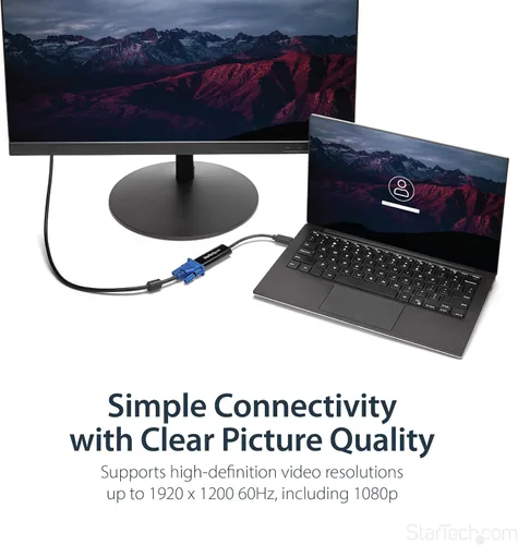Vista 4 de StarTech.com Adaptador USB 3.0 a VGA, convertidor de monitor USB a VGA para Windows, delgado, TAA (no compatible con macOS/ChromeOS/Linux)
