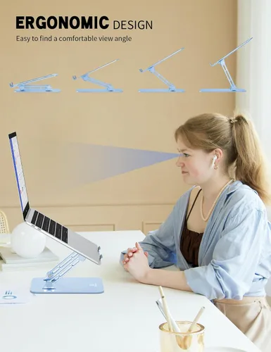 Vista 2 de Soporte para computadora portátil en forma de Z para escritorio Diamante azul