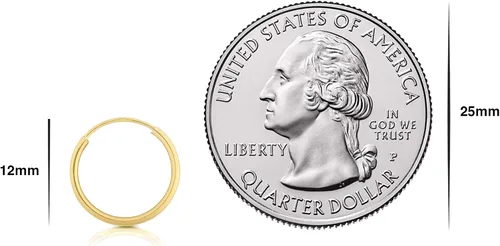 Vista 4 de Arracadas de oro amarillo de 14 quilates para mujer de 1 mm - 15 mm de grueso 10 mm - 60 mm de diámetro