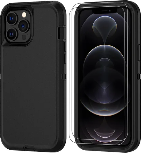 Vista 13 de Jshru para iPhone XR Funda con [2 Pack] Protector de Pantalla HD, [Grado Militar] 3-en-1 Resistente Protector de Cuerpo Completo a Prueba de Negro