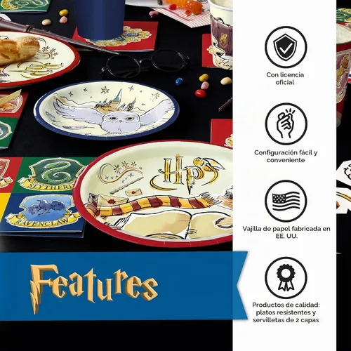Vista 5 de Kit de decoración de cumpleaños de Harry Potter Suministros para fiesta de cumpleaños de Harry Potter Con cubierta de mesa de Harry Potter