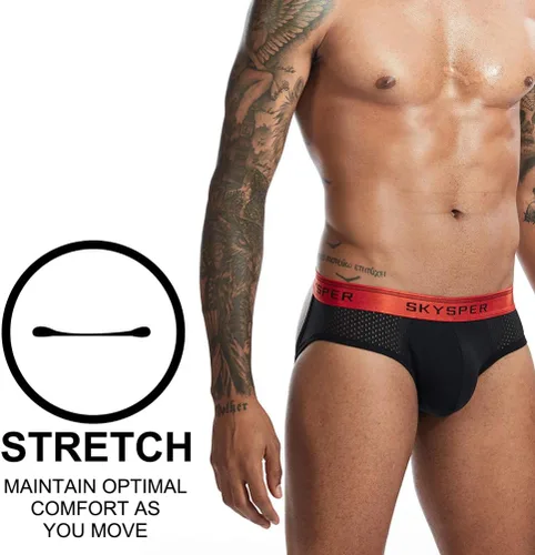 Vista 5 de SKYSPER Suspensorio de malla transpirable para hombre, 2 piezas, 3 piezas, 4 piezas, ropa interior masculina, partidarios atléticos para hombres
