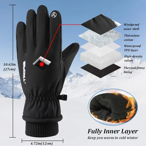 Vista 4 de BZGG Guantes de esquí, guantes de nieve impermeables de invierno para hombres y mujeres, resistentes al viento, con pantalla táctil, guantes