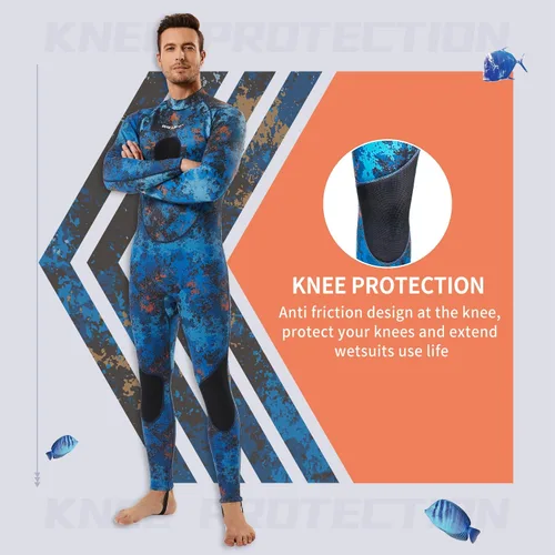 Vista 3 de Seaskin Traje de neopreno de pesca submarina para hombre, 0.069 pulgadas y 0.118 pulgadas de neopreno de cuerpo completo para buceo y natación