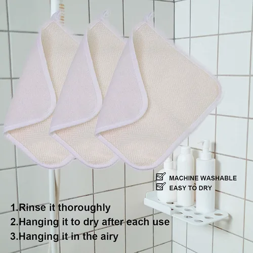 Vista 6 de Toalla de tejido suave para cara - Paños faciales - Toallitas exfoliantes para piel muerta - Paquete de toallas exfoliantes - A granel - Toallitas