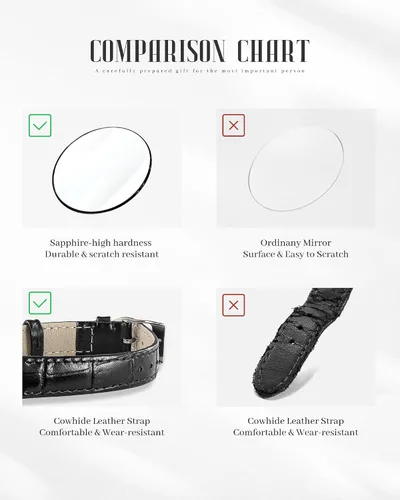 Vista 9 de Reloj clásico de cuarzo para mujer, elegante y resistente, con correa de piel de vacuno, perfecto para cualquier ocasión