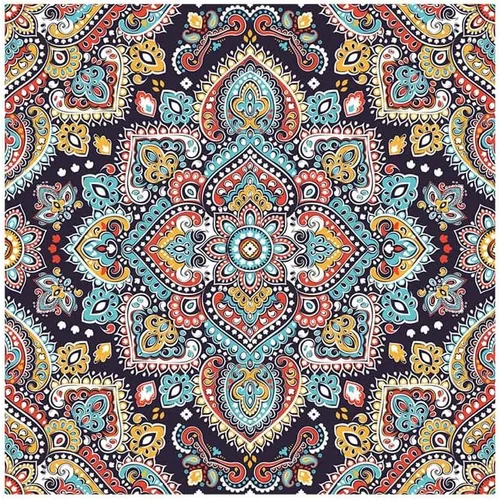 Vista 10 de Mantel cuadrado bohemio, patrón geométrico floral ornamental, ideal para restaurantes, cocinas, bodas, fiestas, etc. Lavable a máquina, 36 x 36 Azul
