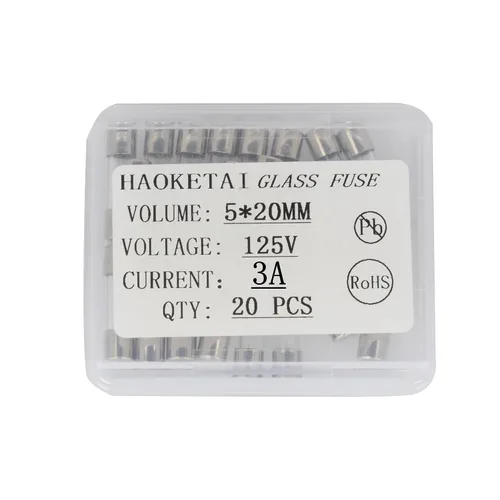 Vista 5 de Fusibles de 0.197x0.787 in Mini Fusible 125V 3A 0.19x0.78 pulgadas Fusible de vidrio Surtido Kit de fusibles (paquete de 20)