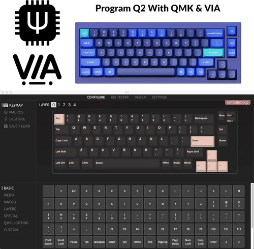 Vista 2 de Keychron Q2 Teclado mecánico personalizado con cable macro programable QMKVIA aluminio completo interruptor Gateron G Pro marrón intercambiable