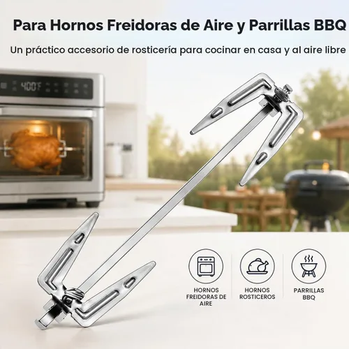 Vista 9 de Tenedor de freidora de aire de acero inoxidable y tenedor de parrilla para barbacoa, cocina en casa, al aire libre, camping