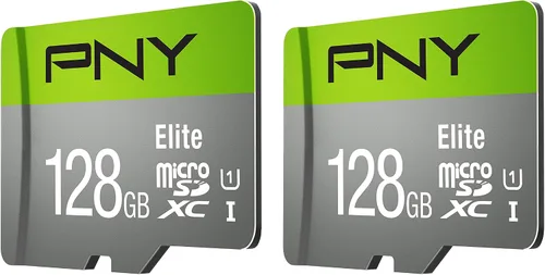 Vista 2 de PNY Elite Class 10 U1 - Tarjeta de memoria flash microSDXC de 128 GB, clase 10, U1, Full HD, UHS-I, Micro SD (paquete de 2)