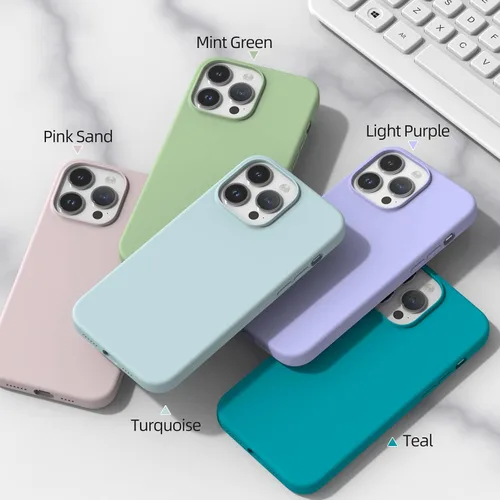 Vista 113 de Funda de silicona líquida compatible con iPhone 12 Pro Max 6.7 pulgadas, funda de gel de protección completa con forro de microfibra, funda