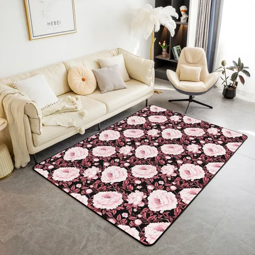 Vista 21 de jejeloiu Groovy Flower Area Rug 3x5 Retro Floral Boho Living Room Rugs for Bedroom 70S Hippie Groovy Flowers Bohemian Decor Carpet Psychedelic Beige