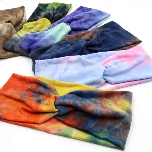 Vista 3 de NODG 6 diademas de teñido anudado para mujer, turbante de nudo, turbante de nudo, diademas de yoga anudadas bohemias, bandas cruzadas