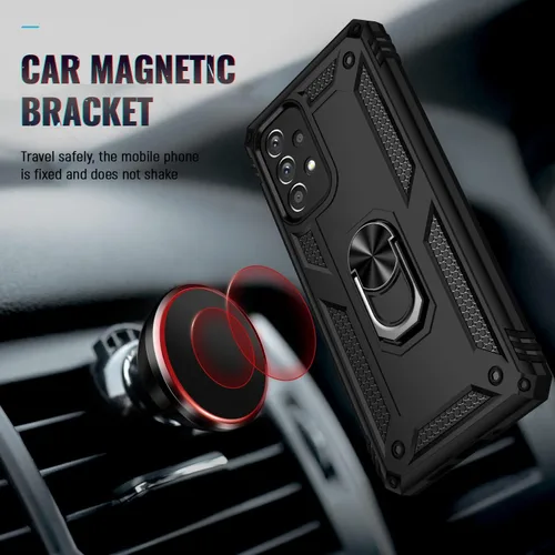 Vista 6 de Funda compatible con Xiaomi Redmi A1, compatible con Redmi A2 4G funda para teléfono con soporte de anillo 2 en 1, color negro
