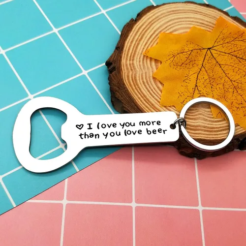 Vista 5 de Regalo del día del padre para papá, regalo personalizado para novio, regalo para novio, con texto en inglés "I Love You More Than You Love", llavero