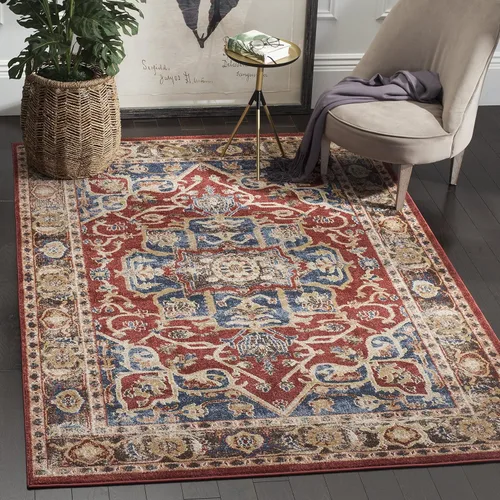 Vista 6 de SAFAVIEH Bijar Collection BIJ605R - Alfombra tradicional oriental, envejecida, no desprende pelusa, 2 pies 3 pulgadas x 12 pies, color rojo y azul