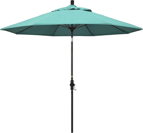 Vista 9 de California Umbrella GSCUF908117-5410 - Sombrilla redonda de 9 pies con poste de aluminio y varillas de fibra de vidrio para patio, 9 pies