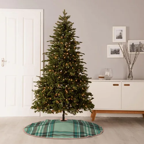 Vista 8 de Falda de árbol de Navidad de 30 pulgadas, patrón de tartán de clan kelly, a cuadros, de lino, falda de árbol de Navidad para fiestas de vacaciones