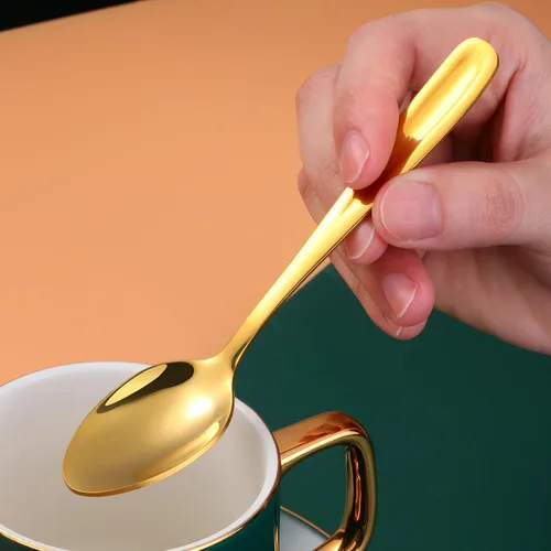 Vista 8 de 8 Pieces Dessert Spoons Teaspoons Small Coffee Spoons Espresso Spoons, 5.5 Inch (black)