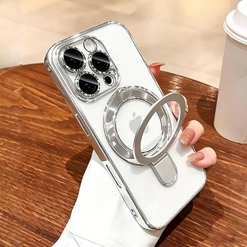 Vista 12 de Funda magnética para iPhone 14 Pro con soporte invisible, protector de lente de cámara integrado, a prueba de golpes