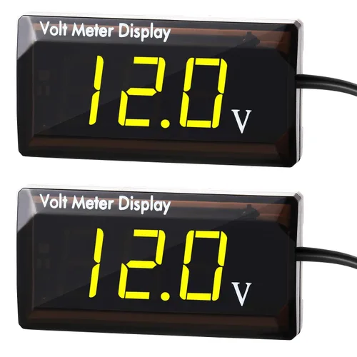 Vista 8 de 2 Piezas de Voltímetro Digital para Coche DC 4 a 28V, Medidor de Voltaje 12V, Medidor de Audio para Coche, Pantalla LED, Voltímetro de Voltaje