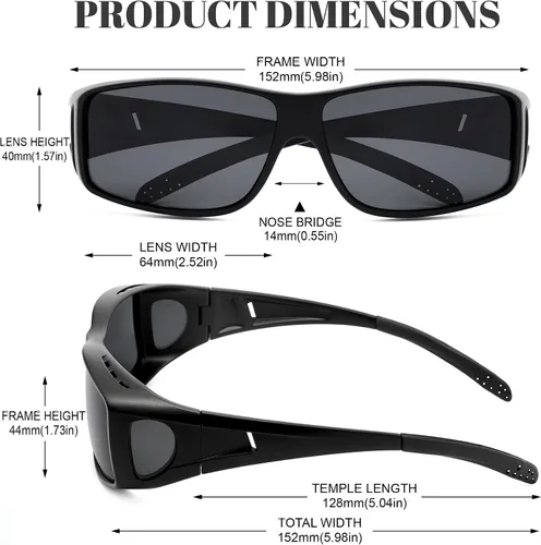 Vista 38 de Night Vision Driving Glasses for Men & Women - Polarized Anti Glare Fit Overs with Wrap-Around HD Yellow Lens