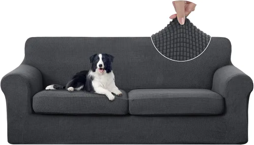 Vista 53 de U-NICE HOME Funda elástica para sofá de 3 piezas, funda de sofá lavable con cojín de asiento individual para sofá de 2 cojines, apta para mascotas