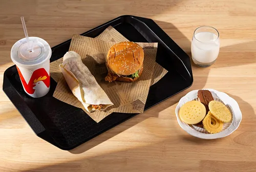 Vista 6 de Eslite Bandeja de plástico para servir comida rápida, 16.95 x 11.82 pulgadas, juego de 12 (negro)