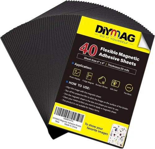 Vista 17 de DIYMAG Imanes para tarjetas de visita de 3.5 x 2 pulgadas, 45 paquetes de láminas magnéticas flexibles con adhesivo despegable y pegajoso, imán