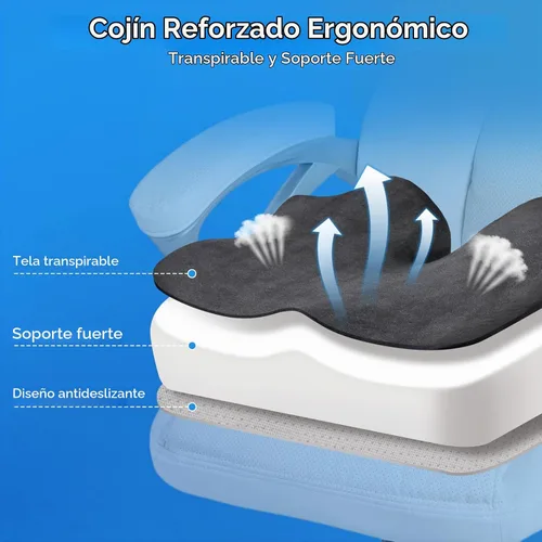 Vista 6 de Niceeday Cojín de asiento para oficina, automóvil y silla de ruedas, espuma viscoelástica de alta calidad con diseño ergonómico en forma de U