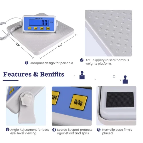 Vista 8 de Tetuga Báscula médica - Báscula de lucha de alta capacidad de 440 libras para peso corporal con pantalla LCD fácil de leer, báscula de médico