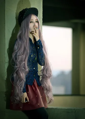 Vista 3 de 39.4 in39 largo anime rizado Cosplay pelucas LolitaHarajuku estilo partido pelo
