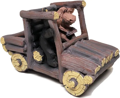 Vista 3 de Figura decorativa de oso y alce en tronco UTV SXS lado a lado