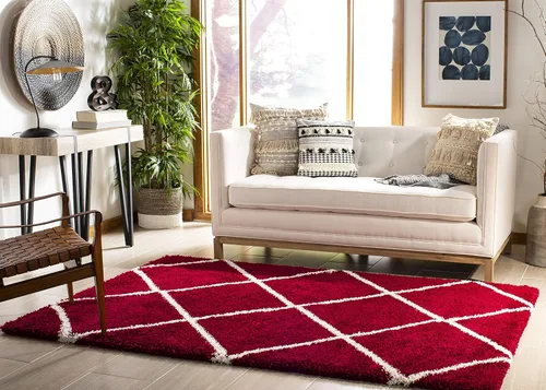 Vista 74 de SAFAVIEH Hudson Shag Collection - Alfombra decorativa de 2 x 3 pies, color beige y marfil, diseño moderno de enrejado, no desprende pelusa