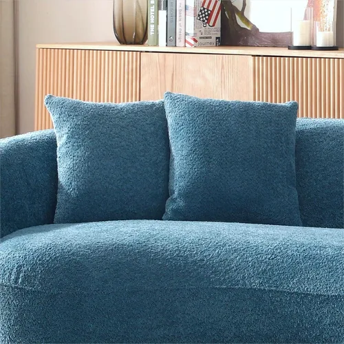 Vista 6 de KEVINSPACE Sofá curvo de 101 pulgadas, 4 asientos, moderno sofá de tela boucle de lujo, sofás de respaldo curvado de mediados de siglo, moderno