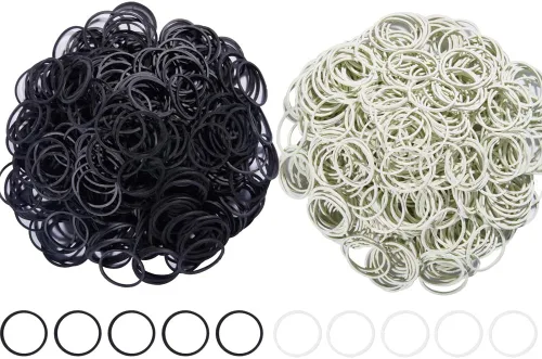 Vista 3 de AMUU bandas de goma pequeñas mini bandas elásticas negro blanco 1200pcs Banda de goma para suministros de oficina, escuela y hogar