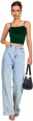 Vista 4 de Vrtige Camiseta corta sin mangas con tirantes delgados de terciopelo para mujer