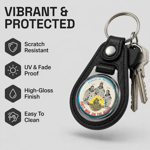 Vista 3 de Brotherhood Round Key Chain for NASA and Space Mission Designs Parche Misión Apolo 11 NASA - Diseño B