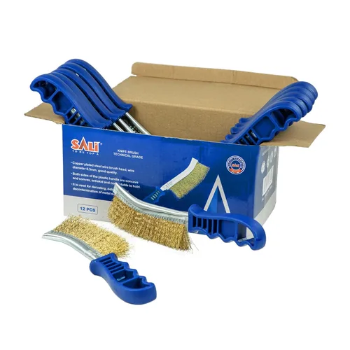 Vista 7 de SALI Cepillos de alambre para limpieza de eliminación de óxido, herramienta de cepillo de acero resistente de 11 pulgadas de largo con mango