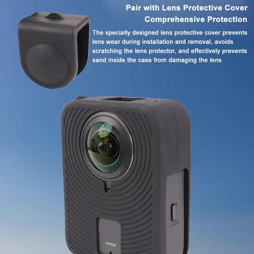 Vista 6 de Funda protectora de silicona para DJI OSMO 360 Action Camera Soft All-Round Cover Shell con protector abierto lateral de la batería, accesorios