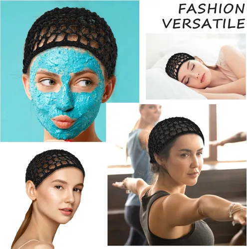 Vista 3 de Mozeat Lens Paquete de 3 redes para el cabello para dormir, malla de ganchillo, red de pelo de rayón