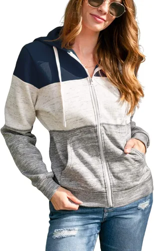 Vista 5 de DOUBLJU - Chaqueta ligera y delgada con capucha y cierre de cremallera para mujer, disponible en talla extragrande