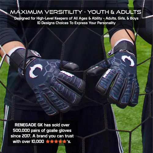 Vista 2 de Renegade GK Eclipse - Guantes de portero de fútbol de nivel profesional, para adultos y jóvenes (tallas 7 a 12, nivel 5) agarre de contacto EXT