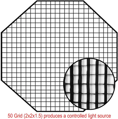 Vista 4 de Fotodiox Pro 48" Octagon Softbox PLUS cuadrícula (Eggcrate) para Studio Luz estroboscópica/flash con difusor suave y dedicado, speedring